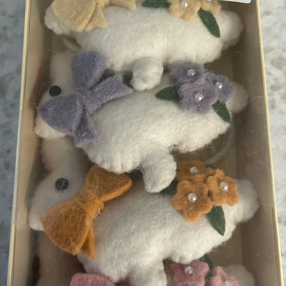 “New” Cottontail Lane Charming White Bunny Garland with Colorful Accents